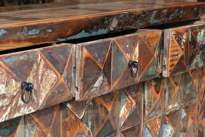 GINER Y COLOMER Buffet en bois recyclé multicolore
